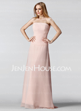 Sheath Strapless Floor-Length Chiffon Mother of the Bride Dress With Ruffle (008002224)