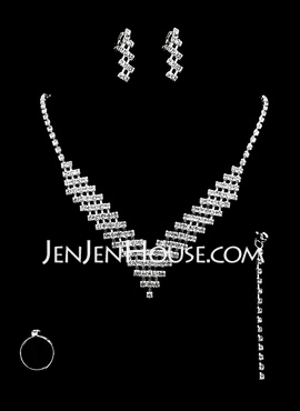 Shining Rhinestone U Collar Necklace And Earring Set (011010418)