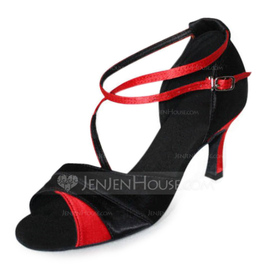 Satin Heels Sandals Latin Dance Shoes With Ankle Strap (053006990)