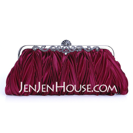 burgundy Gorgeous Silk Evening Clutches More Colors Available (012005431)
