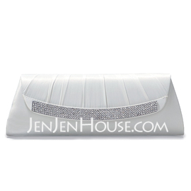 White Gorgeous Silk Shell With Austrian Rhinestones Evening Handbags/ Clutches More Colors Available (012005438)