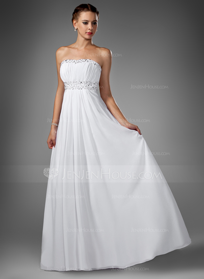 Empire Sweetheart Sweep Train Chiffon Evening Dress With Ruffle Beading Sequins (017004374)