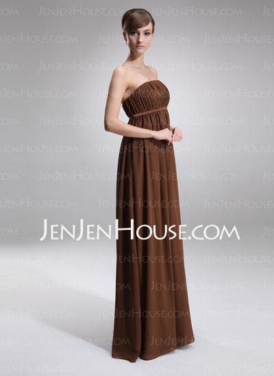 Empire Strapless Floor-Length Chiffon Charmeuse Maternity Bridesmaid Dress With Ruffle (045004381)