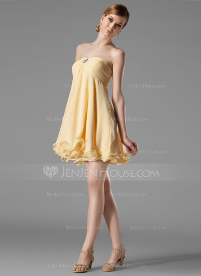 Empire Sweetheart Short/Mini Chiffon Homecoming Dress With Ruffle Beading (022021289)