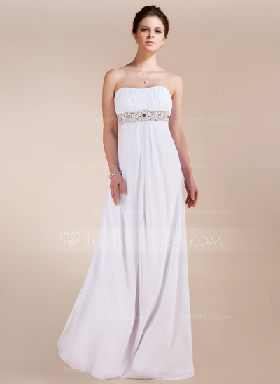 Empire Sweetheart Sweep Train Chiffon Prom Dress With Ruffle Beading (018020741)