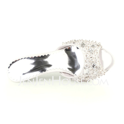 Leatherette Kitten Hak Peep Toe Sandals Bruidsschoenen met Kraal (047011908)