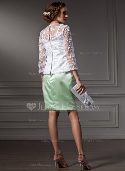 Sheath Sweetheart Knee-Length Satin Mother of the Bride Dress With Lace (008006161)