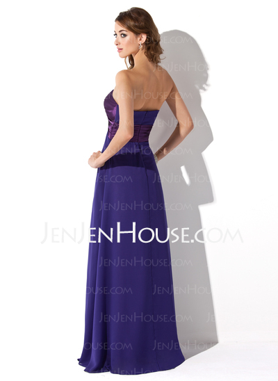 Empire Sweetheart Floor-Length Chiffon Charmeuse Prom Dress With Ruffle Beading (018005379)