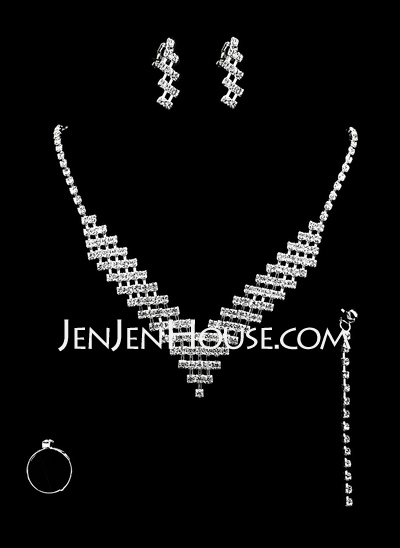 Shining Rhinestone U Collar Necklace And Earring Set (011010418)