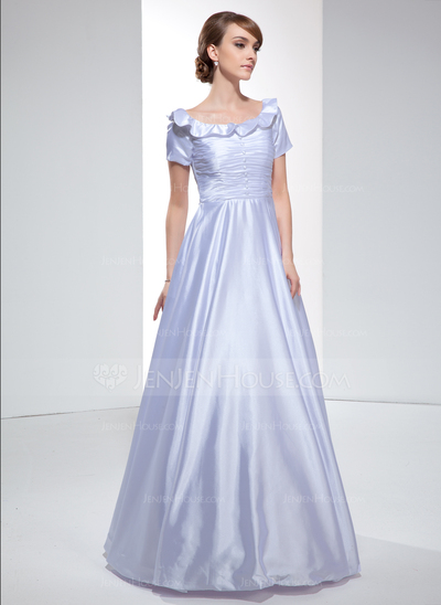 A-Line/Principessa Abiti senza spalline Al pavimento Charmeuse Abito da sera con Increspature (017022531)