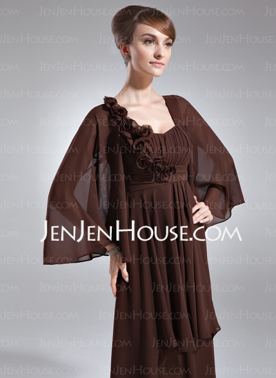 Empire Scoop Neck Floor-Length Chiffon Mother of the Bride Dress With Ruffle Flower(s) (008006391)