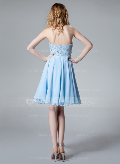 Empire Sweetheart Knee-Length Chiffon Homecoming Dress With Beading Sequins (022004621)