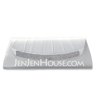 White Gorgeous Silk Shell With Austrian Rhinestones Evening Handbags/ Clutches More Colors Available (012005438)