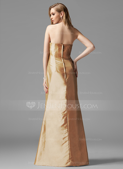 Sheath Strapless Floor-Length Taffeta Bridesmaid Dress With Ruffle (007004109)