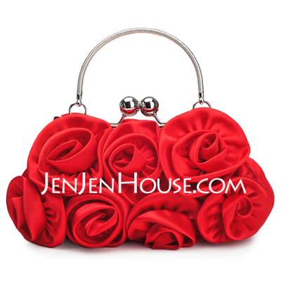 Red Gorgeous Silk Evening Handbags/ Clutches/ Top Handle Bags/ Wristlets More Colors Available (012005403)