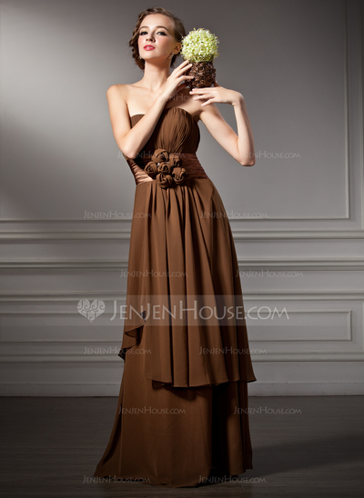 Empire Sweetheart Floor-Length Chiffon Charmeuse Mother of the Bride Dress With Ruffle Flower(s) (008005649)