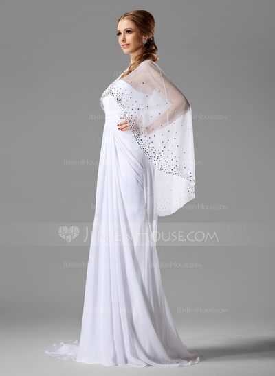 A-Line/Princess Sweetheart Sweep Train Chiffon Evening Dress With Ruffle (017022540)