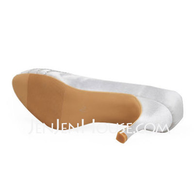 Satin Stiletto Heel Closed Toe Pumps Wedding Shoes With Rhinestone (047011898)