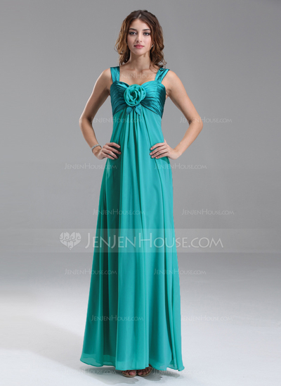 Empire Sweetheart Floor-Length Chiffon Charmeuse Bridesmaid Dress With Ruffle Flower(s) (007025894)