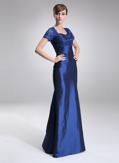 Sheath Sweetheart Floor-Length Taffeta Lace Mother of the Bride Dress With Ruffle Beading (008005642)