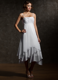 Empire-Linie Wadenlang Chiffon Brautkleid mit Spitzen (002000024)