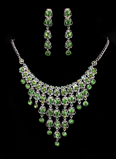 Jóias (Green Rhinestone Two Piece Ladies' Dazzling Wedding Jewelry Set 011005480)