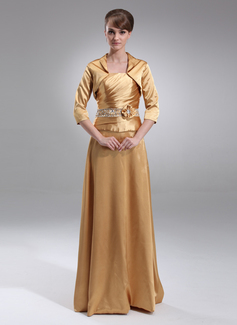 A-Line/Princess Strapless Floor-Length Charmeuse Mother of the Bride Dress With Ruffle Beading Flower(s) Sequins (008005709)