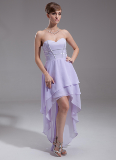 A-Line/Princess Sweetheart Asymmetrical Chiffon Holiday Dress (020016253)