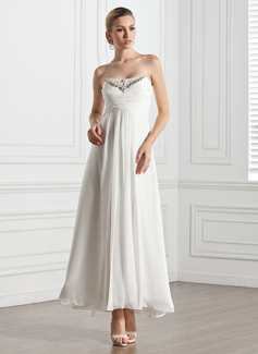 Empire Sweetheart Ankle-Length Chiffon Evening Dress With Ruffle Beading (017005274)