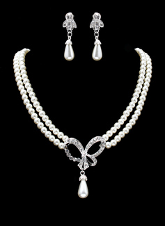 Jewelry Sets Anniversary Wedding Engagement Birthday Gift Party Daily Alloy With Rhinestones Silver Jewelry With Pearl Rhinestone (011019398)