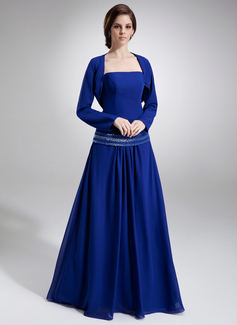 A-Line/Princess Strapless Floor-Length Chiffon Mother of the Bride Dress With Beading Sequins (008005671)