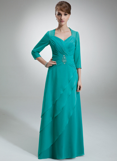 A-Line/Princess Sweetheart Floor-Length Chiffon Mother of the Bride Dress With Ruffle Beading (008005695)