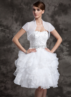 Short Sleeve Organza Jackets/ Wraps (013004598)