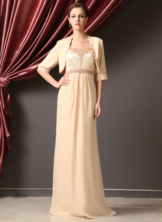 A-Line/Princess Strapless Floor-Length Chiffon Charmeuse Mother of the Bride Dress With Ruffle Beading (008014248)