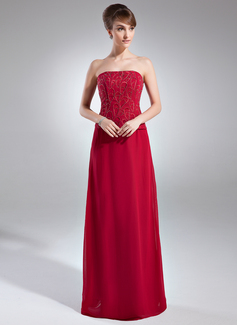 Sheath Strapless Floor-Length Chiffon Mother of the Bride Dress With Embroidered Beading (008005748)