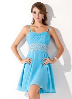 A-Line/Princess Sweetheart Knee-Length Chiffon Homecoming Dress With Ruffle Beading (022010605)