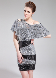 Tubo Coração Curto/ Mini Lantejoulas Vestidos de baile (018019186)