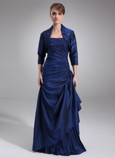A-Line/Princess Strapless Floor-Length Taffeta Mother of the Bride Dress With Ruffle Lace Beading Sequins (008006462)