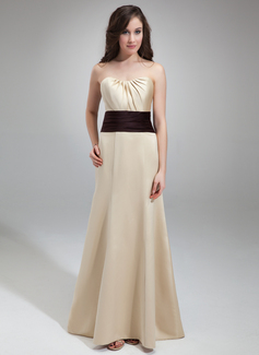 Mermaid Sweetheart Sweep Train Satin Bridesmaid Dress With Ruffle Sash Beading (007000893)