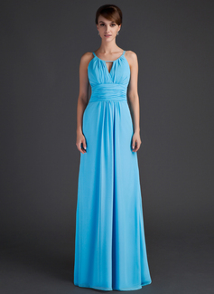 A-Line/Princess Scoop Neck Floor-Length Chiffon Mother of the Bride Dress With Ruffle (008015636)