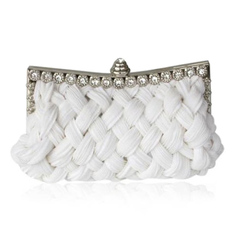 White Gorgeous Satin With Shining Rhinestones Evening Handbags (012011024)