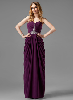 Sheath Sweetheart Floor-Length Chiffon Prom Dress With Ruffle Beading (018020737)