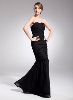 Mermaid Sweetheart Floor-Length Chiffon Evening Dress With Ruffle (017014563)