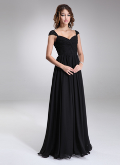 Vestidos princesa/ Formato A Coração Vestidos longo Chifon Vestido de madrinha com Pregueado Beading (007016866)