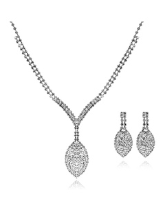 Shining Czech Rhinestones Alloy Plated Wedding Bridal Jewelry Set,Including Necklace And Earrings (011006983)