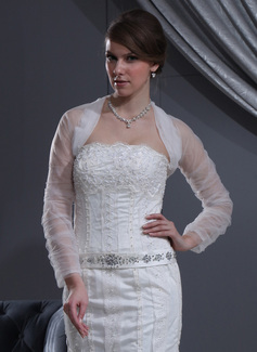 Jackets/Wraps Wedding Tulle Ruffles Wraps With Long Sleeve (013022587)