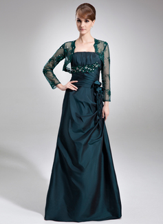 A-Line/Princess Strapless Floor-Length Taffeta Mother of the Bride Dress With Ruffle Lace Beading Flower(s) (008006000)