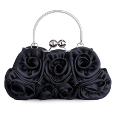 Black Gorgeous Silk Evening Handbags/ Clutches/ Top Handle Bags/ Wristlets  (012005435)