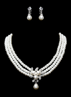 Ivory Pearl due pezzi Mini Cuore donna Collana e gioielli orecchini set (011016322)