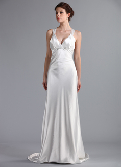 Impero Scollatura a V Sweep treno Charmeuse Abito per matrimonio (002026258)